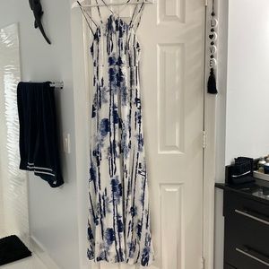 LULUS BLUE WHITE PRINT MAXI DRESS
